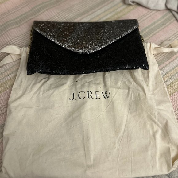 J.Crew black + silver sequin clutch - Picture 1 of 4